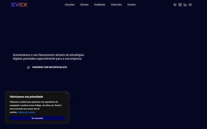 Ekrano kopija agenciaevex.com.br