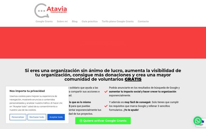 Screenshot of agenciagooglegrants.com
