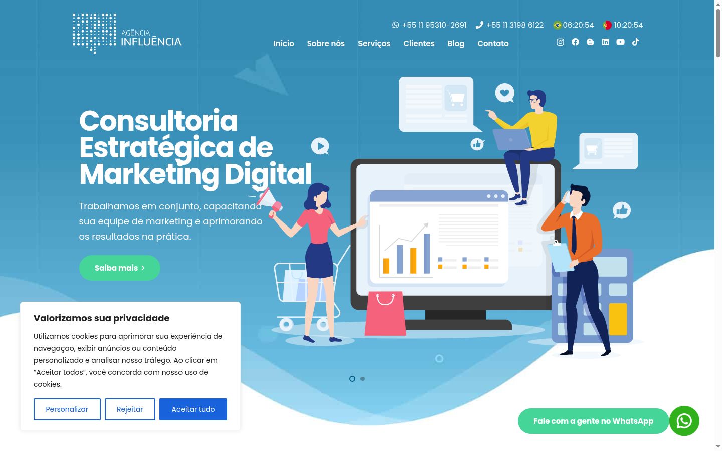 Screenshot del banner di consenso mostrato prima di qualsiasi interazione