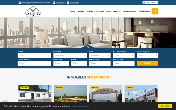 Ekrano kopija agenciainmobiliariavazquez.com.mx