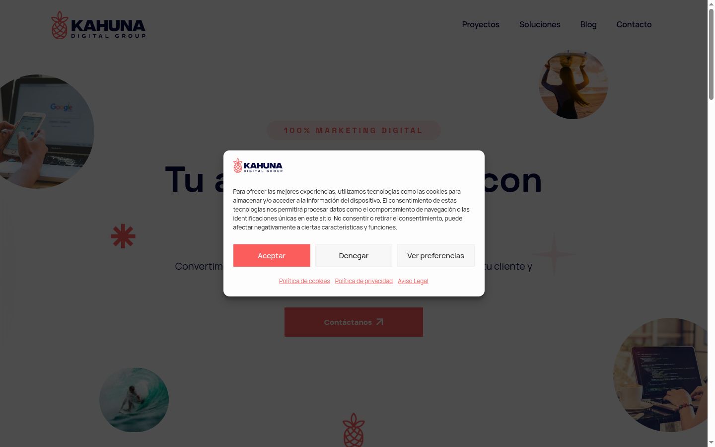 Screenshot del banner di consenso mostrato prima di qualsiasi interazione