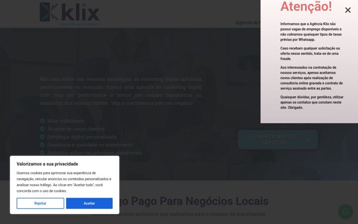 Ekrano kopija agenciaklix.com.br