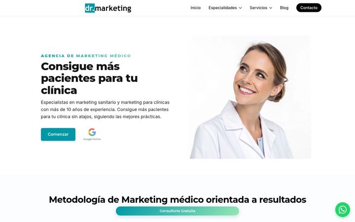 Screenshot ta' agenciamarketingmedico.es