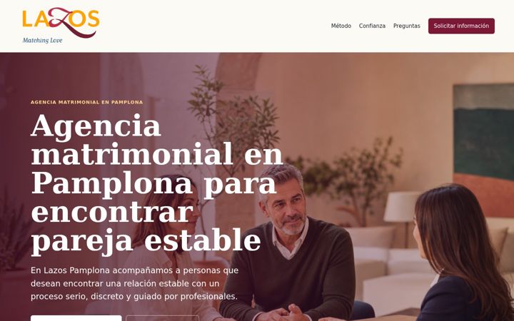 Skärmbild av agenciamatrimonialpamplona.com