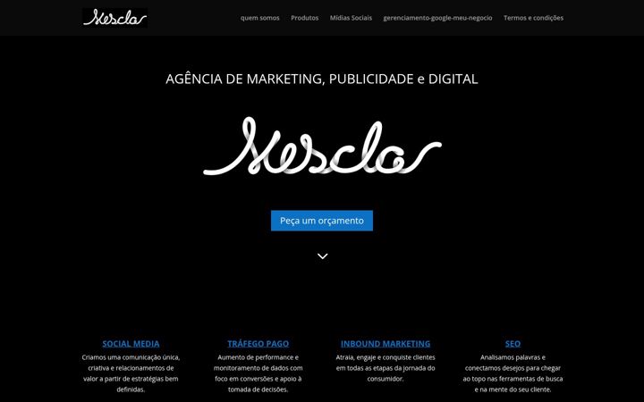 Snímek obrazovky agenciamescla.com.br