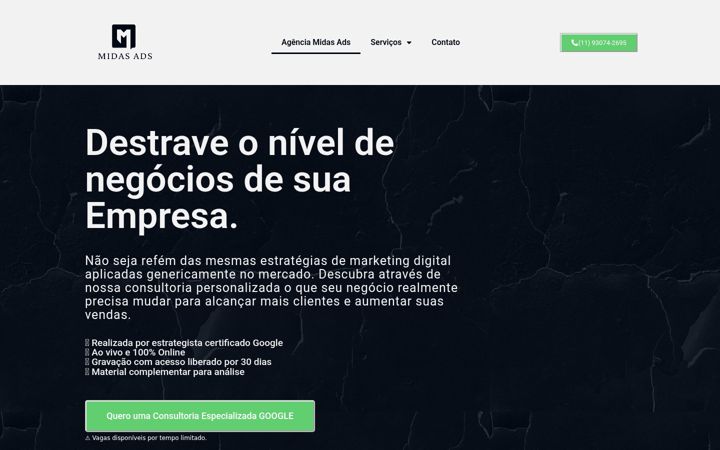 Snímek obrazovky agenciamidasads.com.br