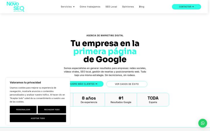 Screenshot stránky agencianovoseo.com
