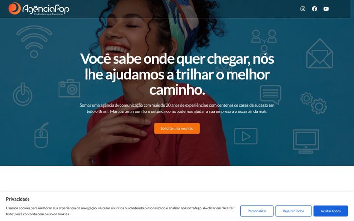 Captură de ecran a agenciapop.com.br