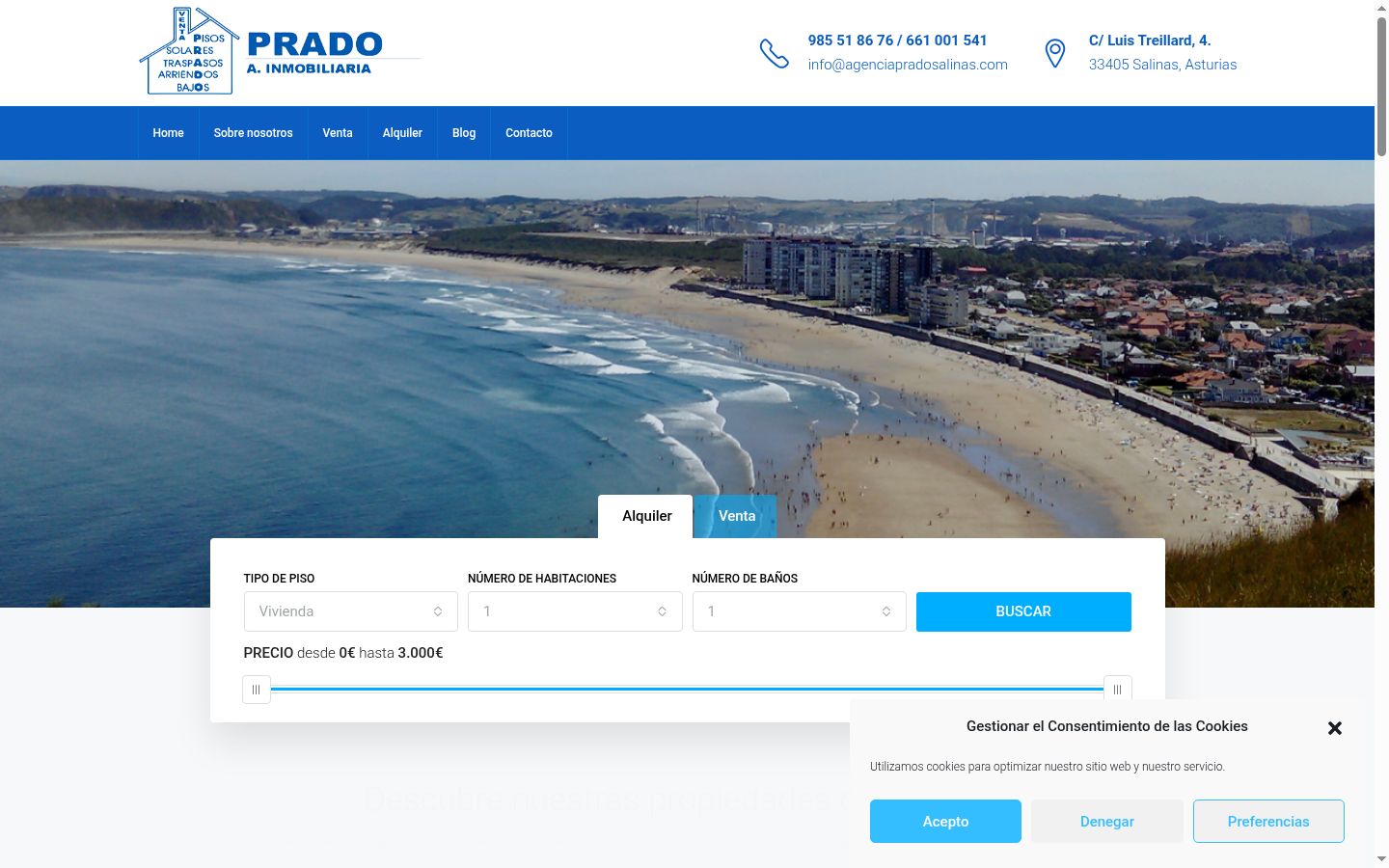 Screenshot del banner di consenso mostrato prima di qualsiasi interazione