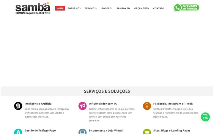Snímek obrazovky agenciasamba.com.br