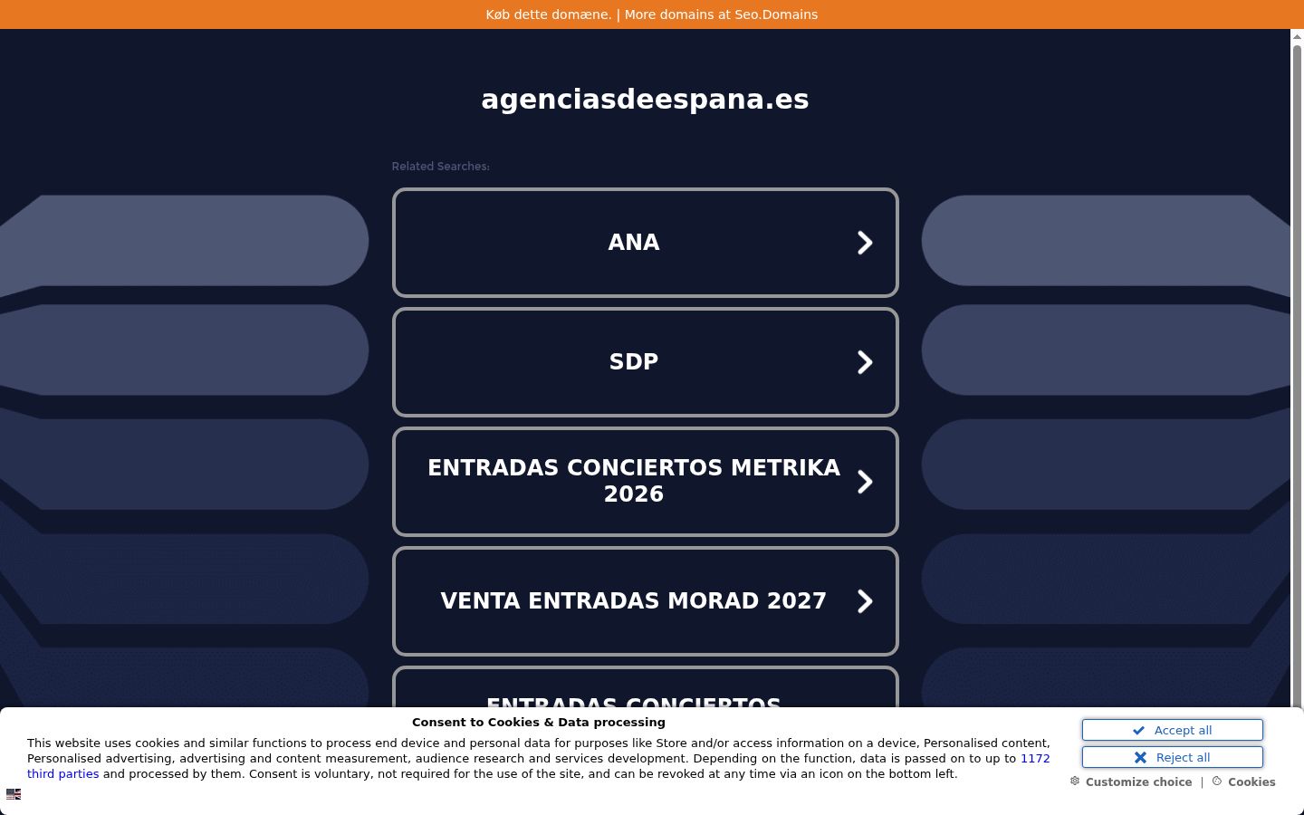 Posnetek zaslona pasice za privolitev, prikazane pred kakršno koli interakcijo