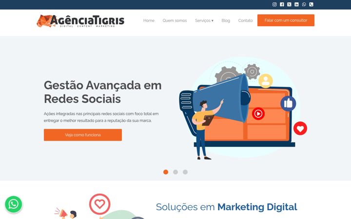 Ekrano kopija agenciatigris.com.br