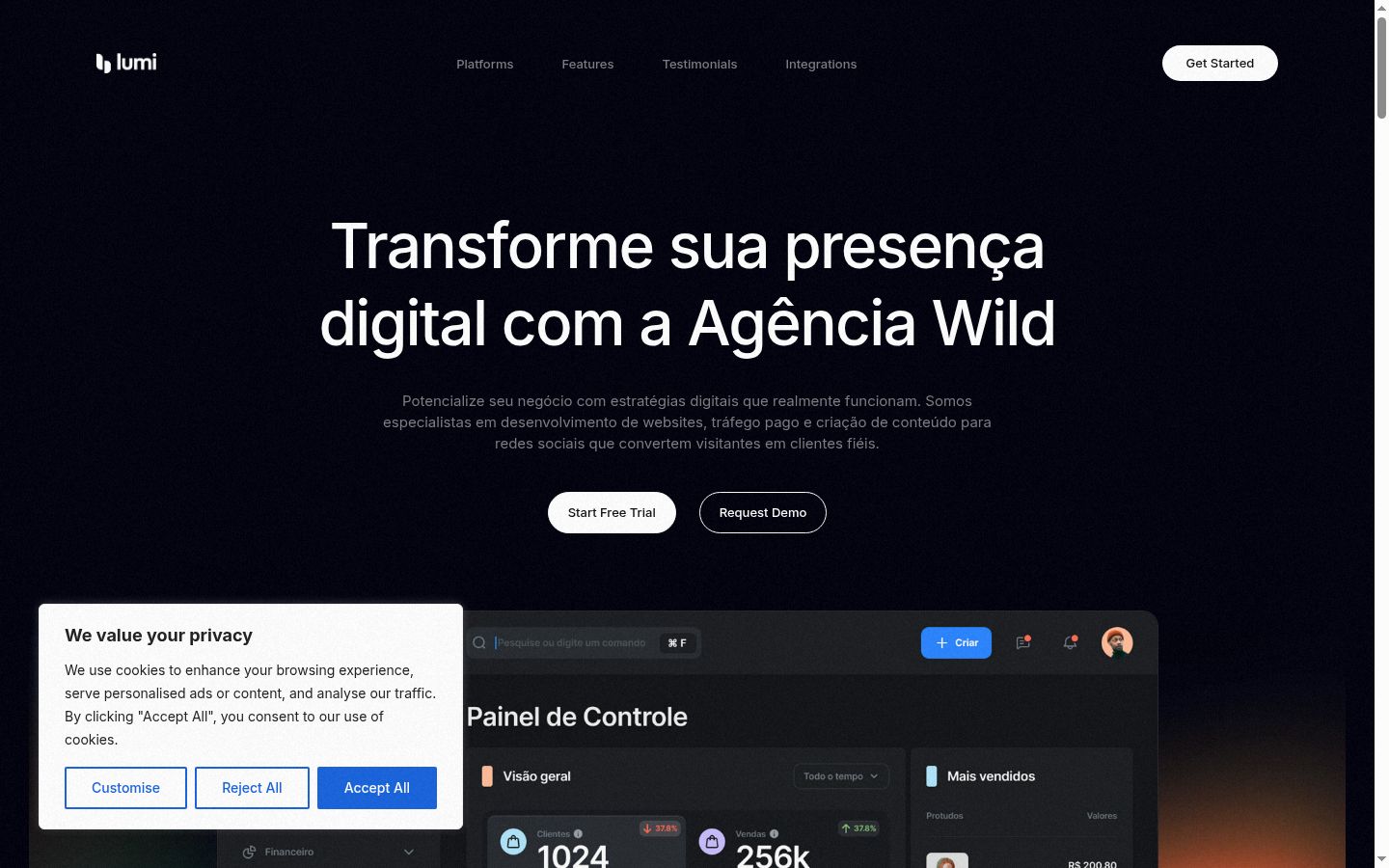 Screenshot del banner di consenso mostrato prima di qualsiasi interazione