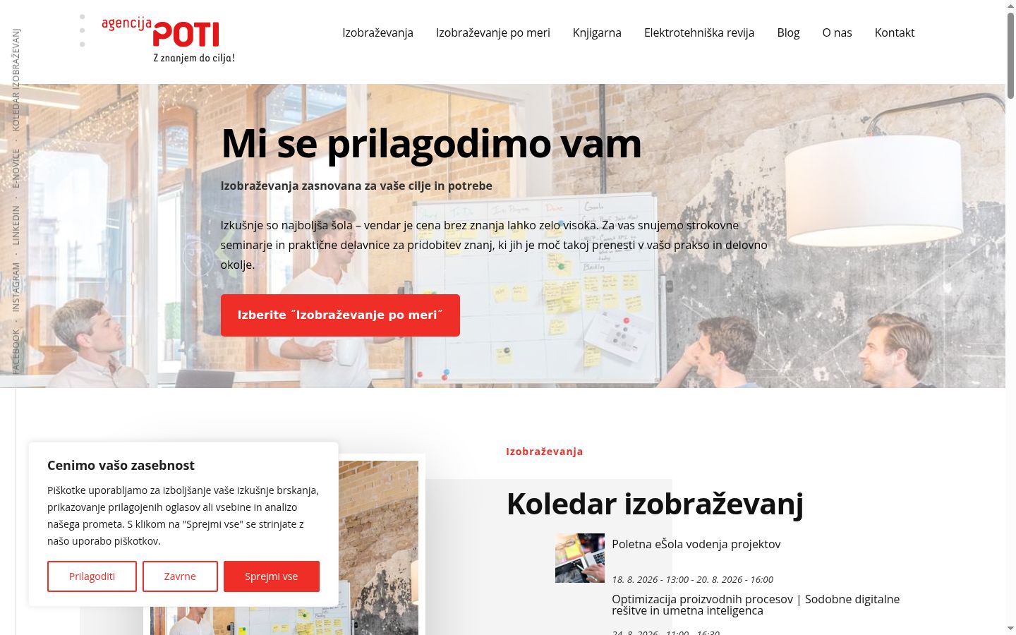 Skärmbild av samtyckesbannern som visades före någon interaktion