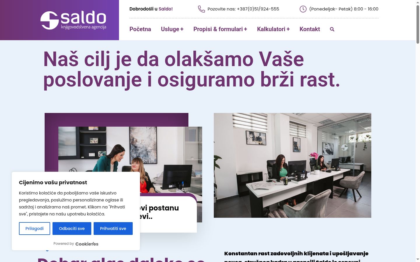Sutikimo reklamjuostės, rodytos prieš bet kokią sąveiką, ekrano kopija