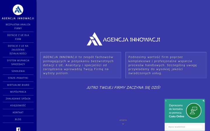 Kuvakaappaus sivustosta agencjainnowacji.pl