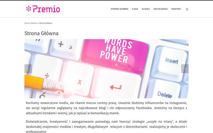 Kuvakaappaus sivustosta agencjapremio.pl