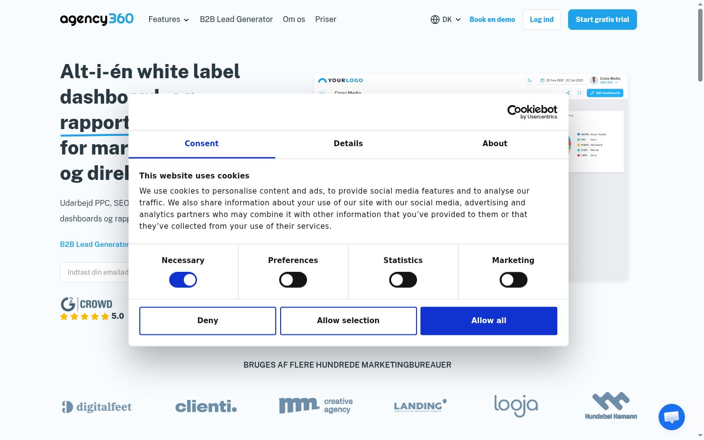 Screenshot of the consent banner shown before any interaction
