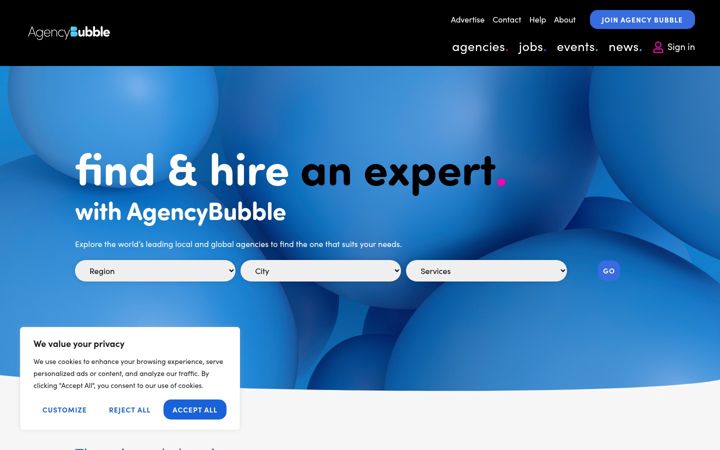 Screenshot von agencybubble.com