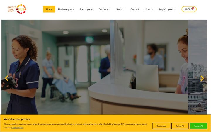 Screenshot of agencycarestaff.co.uk
