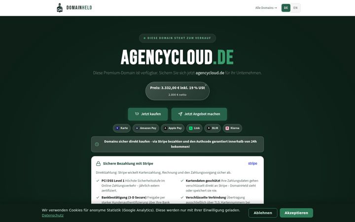 Screenshot of agencycloud.de