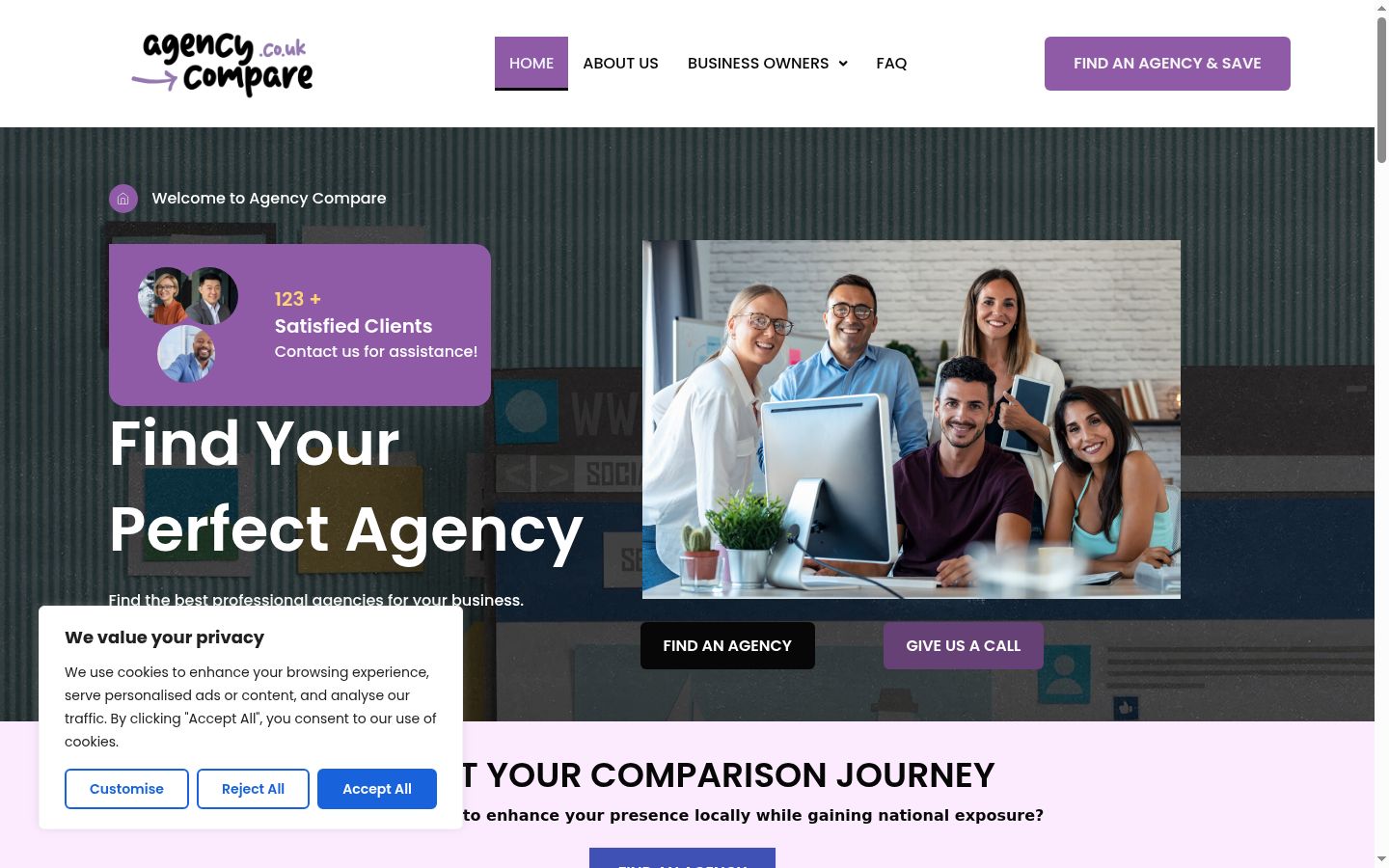 Screenshot of the consent banner shown before any interaction