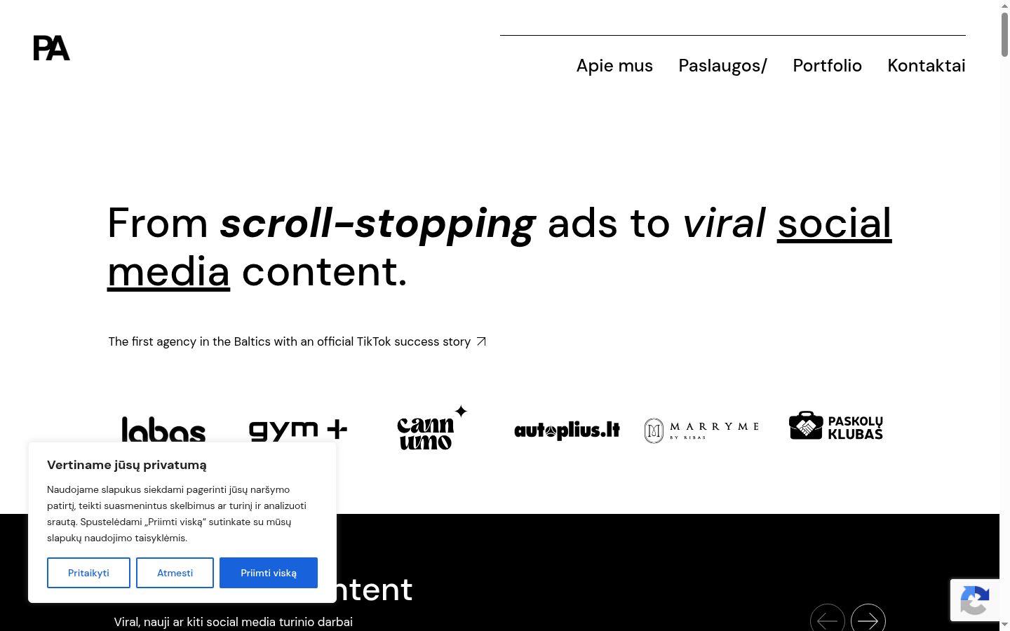 Screenshot of the consent banner shown before any interaction