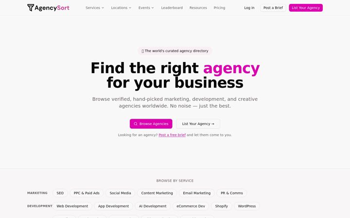 Screenshot of agencysort.com