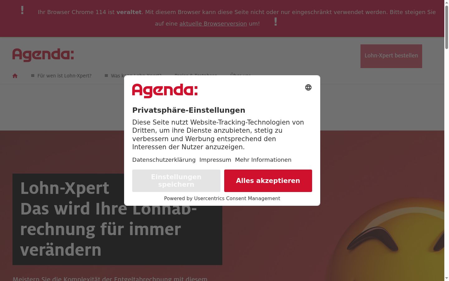Screenshot van de toestemmingsbanner zoals getoond vóór enige interactie