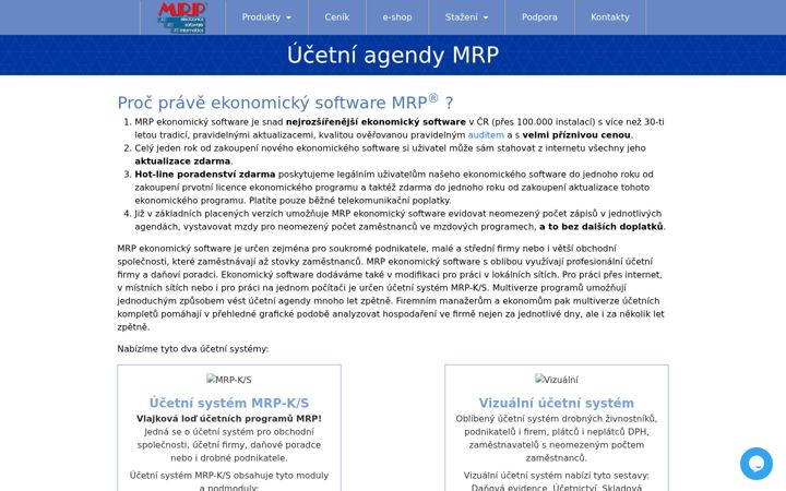 Screenshot of agenda.cz