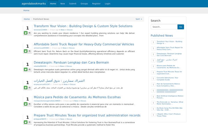 Screenshot of agendabookmarks.com