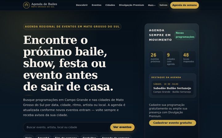 Screenshot of agendadebailes.com.br