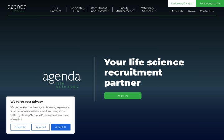 Screenshot of agendalifesciences.com