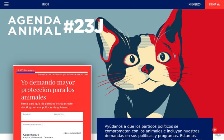 Kuvakaappaus sivustosta agendanimal.org