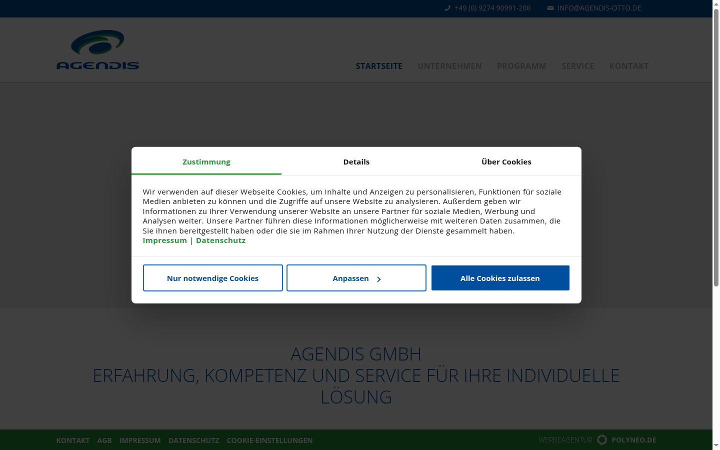 Screenshot del banner di consenso mostrato prima di qualsiasi interazione