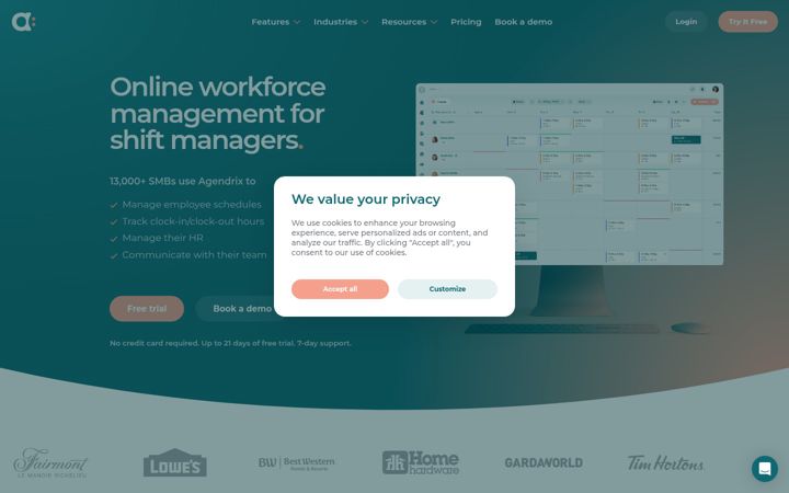 Screenshot of agendrix.com