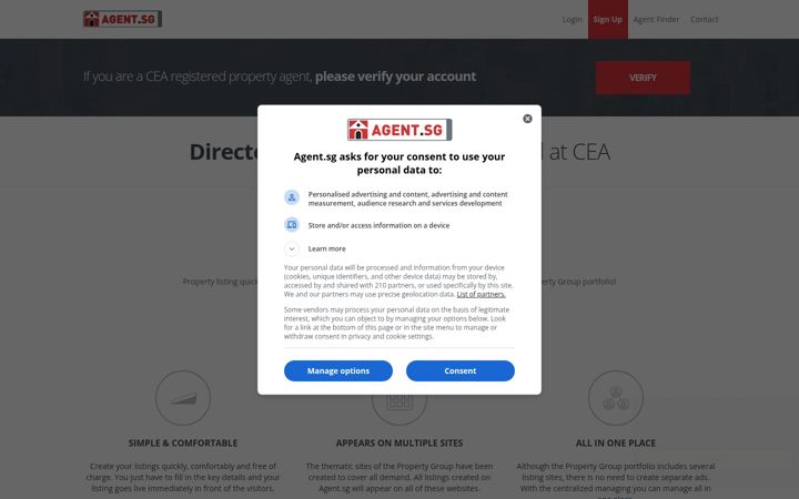 Screenshot of agent.sg