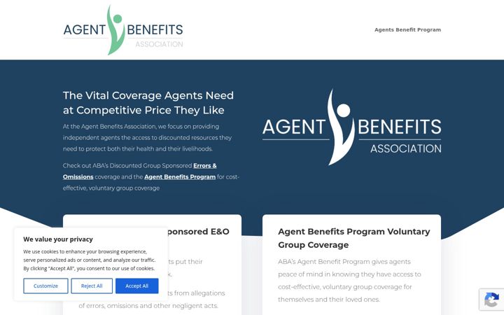 Screenshot of agentbenefitsassociation.com