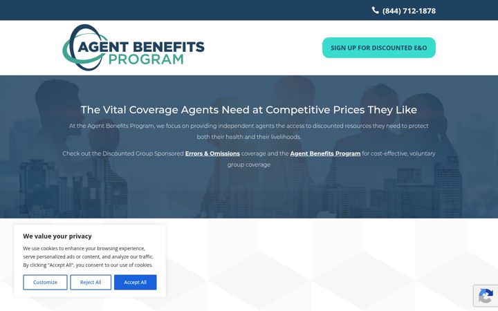Captura de pantalla de agentbenefitsprogram.com