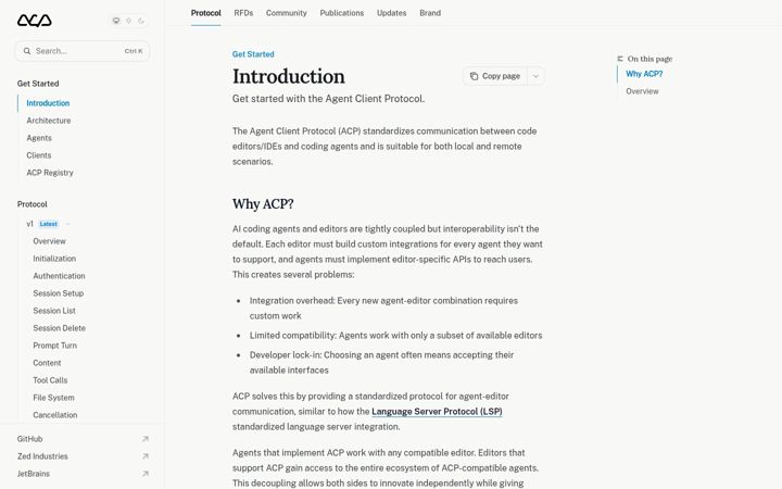 Screenshot stránky agentclientprotocol.com