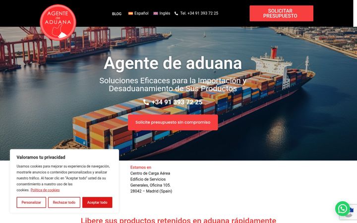 Screenshot of agentedeaduana.es