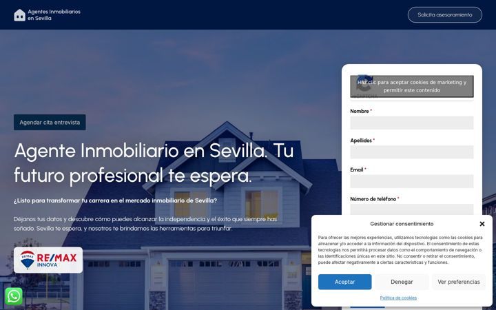 Posnetek zaslona agenteinmobiliariosevilla.com