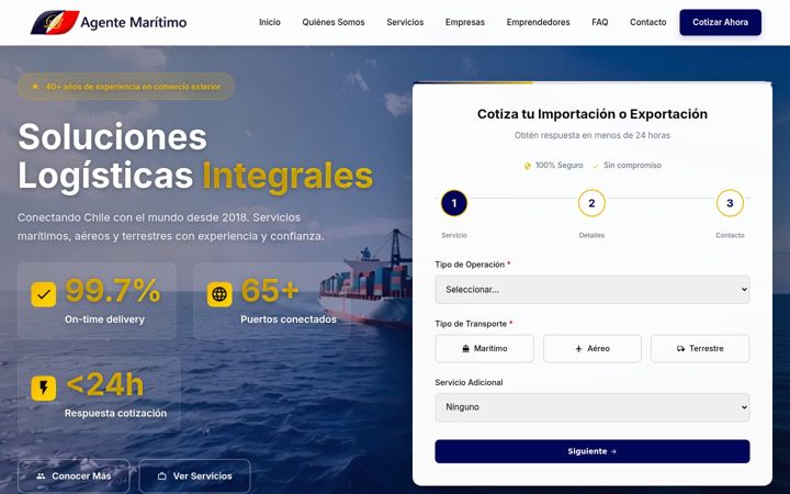 Screenshot of agentemaritimo.cl