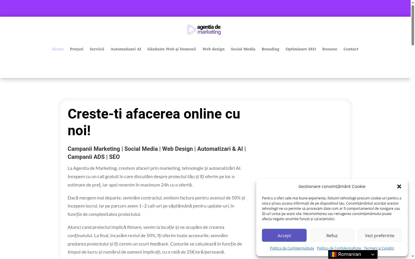 Screenshot tal-banner tal-kunsens muri qabel kwalunkwe interazzjoni