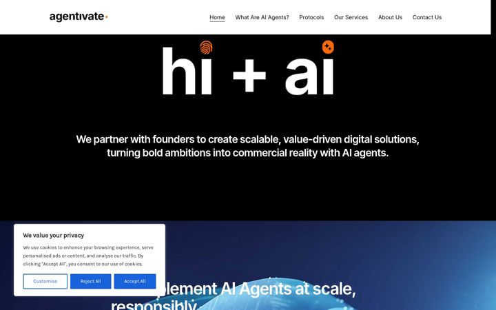 Екранна снимка на agentivate.ai