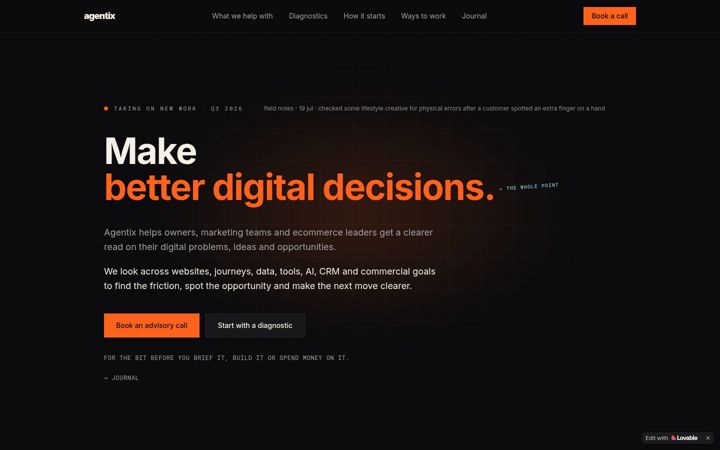 Screenshot of agentix.io