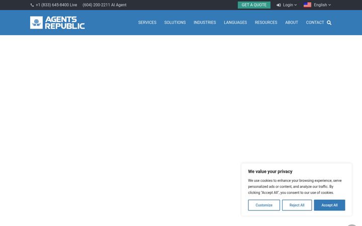 Captura de ecrã de agentsrepublic.ca