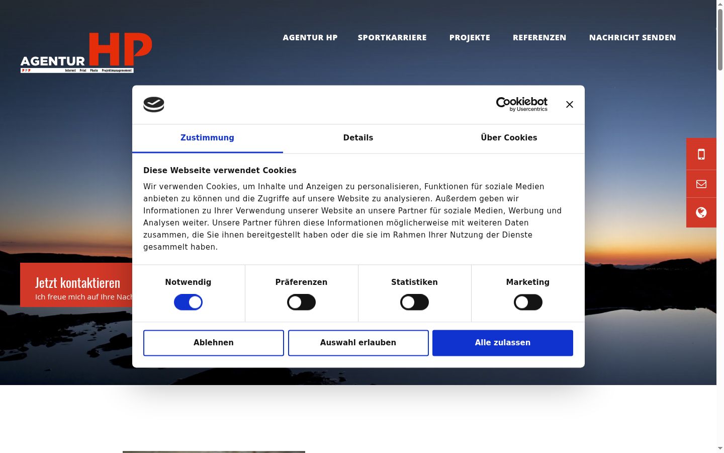 Képernyőkép a bármilyen interakció előtt megjelenő hozzájárulási bannerről