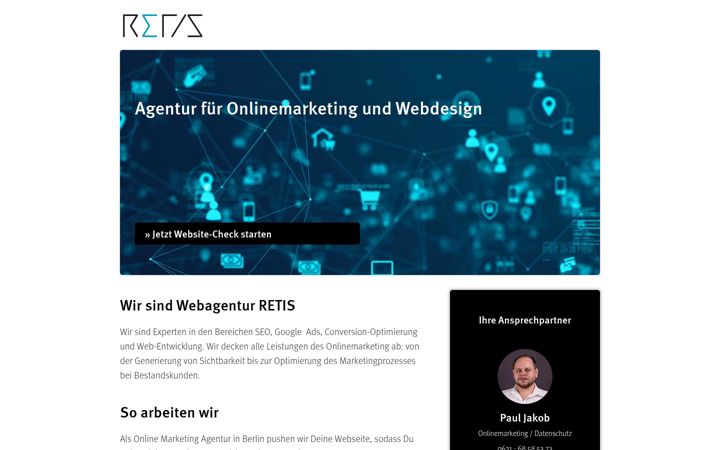 Screenshot of agentur-retis.de