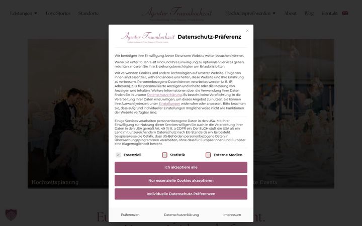 Screenshot of agentur-traumhochzeit.de